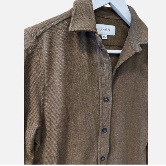 ANIAN Cotton Blend Brown Button Front Long Sleeve Shirt Made in Canada Women XS - Picture 4 of 8